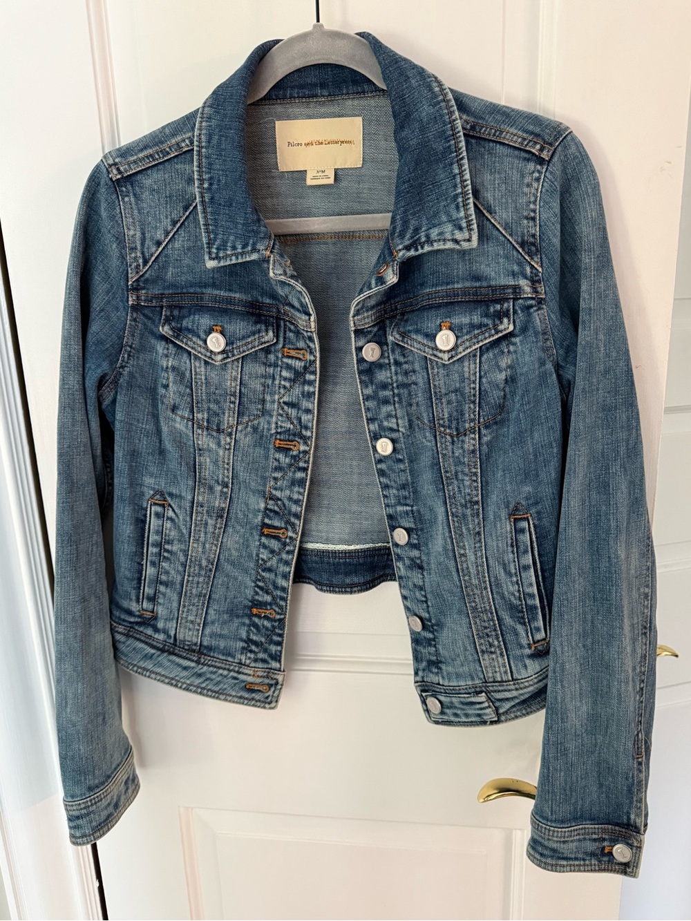 Pilcro Washed Blue cropped Denim Jacket